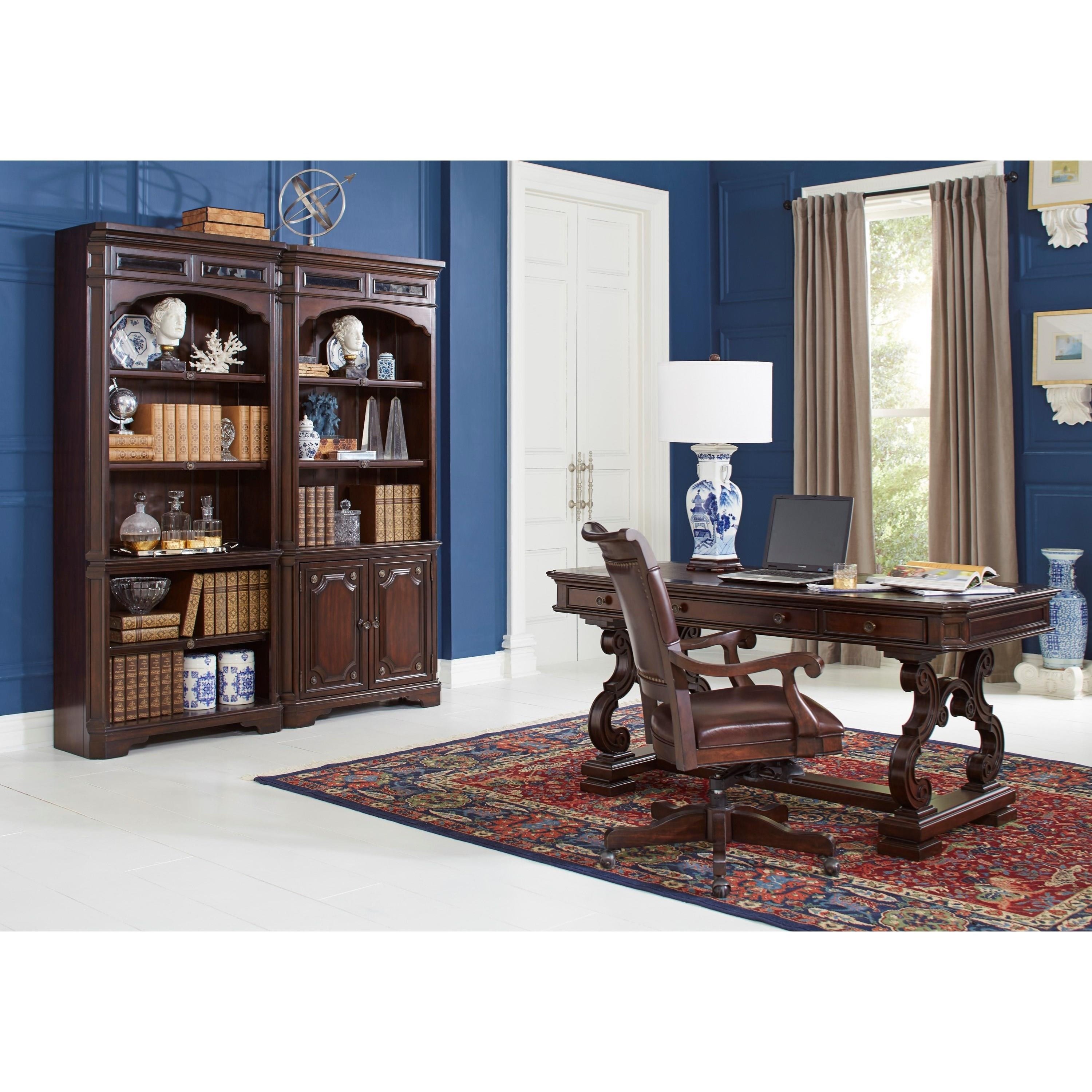 Aspenhome Sheffield Traditional 2 Door Bookcase with Seed Glass Detail